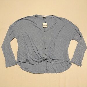 Charlotte Russe Womens Button Up Tie Up Long Sleeve Top Size XL